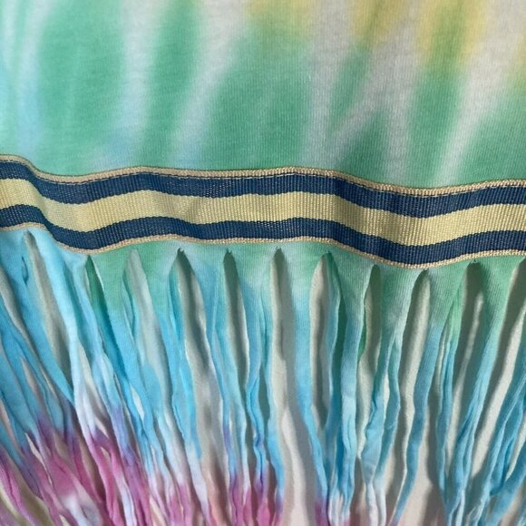 Mad Engine Unisex NWT Pride Tie Dye Peace Fringe Hem Tank TShirt Top Size XL - Picture 7 of 9